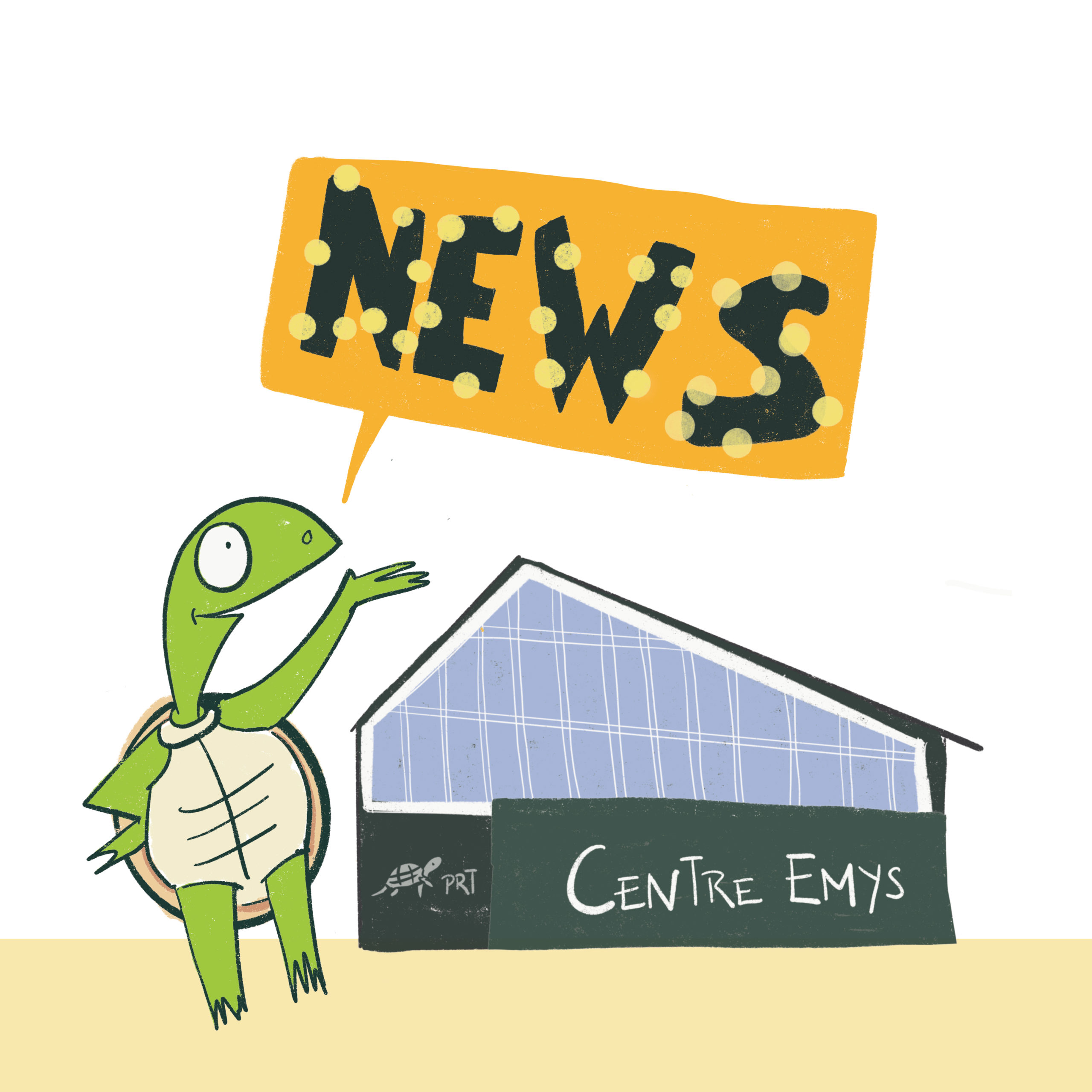 Illustration dessin de tortue Centre Emys - Visuel pour les réseaux sociaux